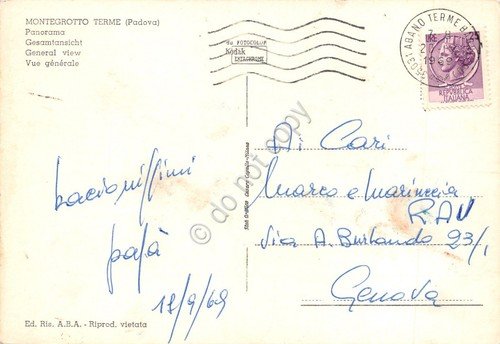 Cartolina Montegrotto Terme Panorama dall'alto piscina 1969 | Immagine Gallery 2