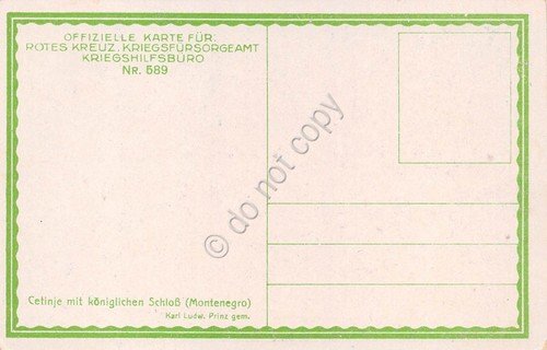 Cartolina Montenegro Cetinje mit koniglichen Scloss n. 589