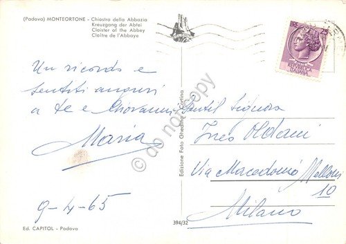 Cartolina Monteortone Chiostro dell' Abbazia 1965 (Padova) | Immagine Gallery 2