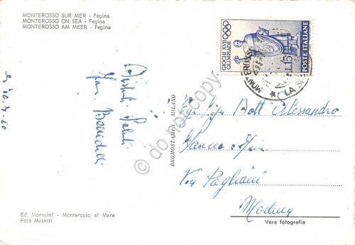 Cartolina Monterosso al Mare Fegina spiaggia animata 1960 (La Spezia)