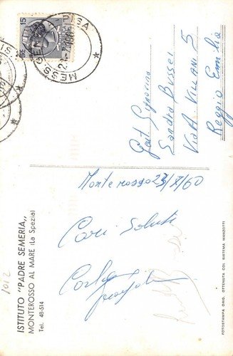 Cartolina Monterosso al Mare Istituto Padre Semeria 1960