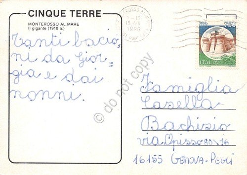 Cartolina Monterosso Il Gigante 1996 (La Spezia)
