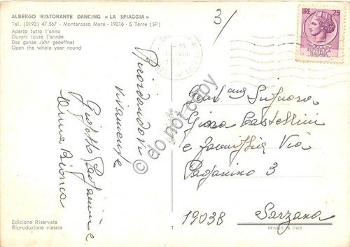 Cartolina Monterosso Mare Albergo Dancing La Spiaggia vedutine anni '70
