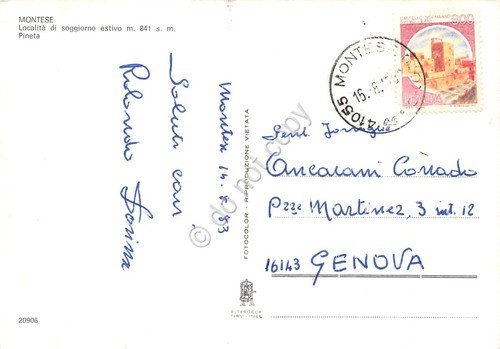 Cartolina Montese Pineta animata 1983