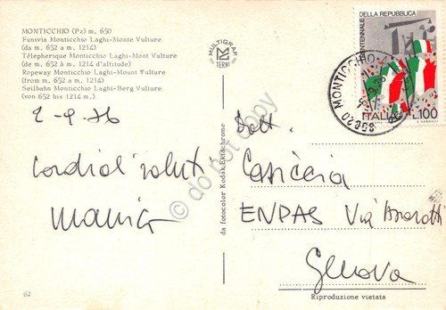 Cartolina Monticchio Funivia Monticchio Laghi Monte Vulture 1976 (Potenza) | Immagine Gallery 2