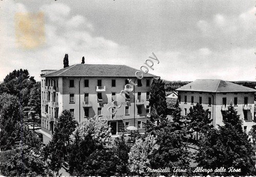Cartolina Monticelli Terme Albergo delle Rose 1953
