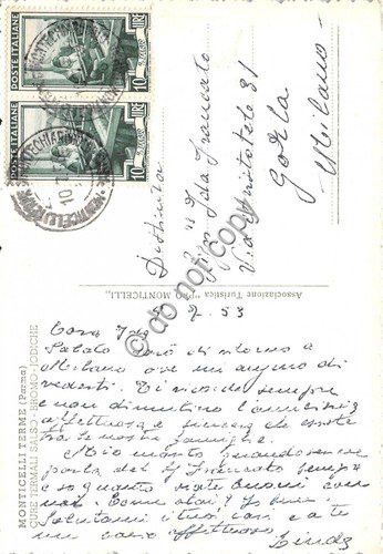 Cartolina Monticelli Terme Albergo delle Rose 1953
