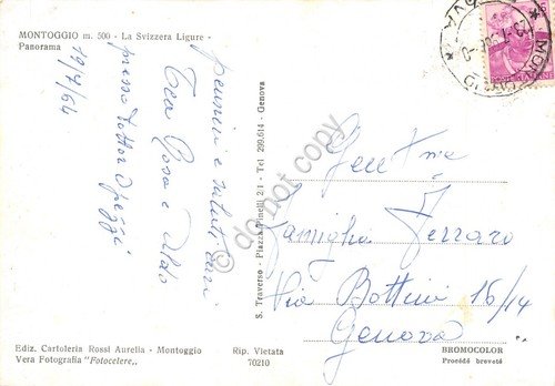 Cartolina Montoggio panorama 1964