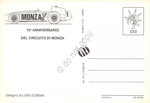 Cartolina Monza 70° Anniversario del circuito automobilistico | Immagine Gallery 2