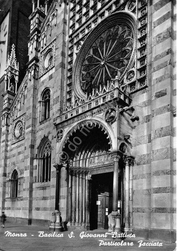 Cartolina Monza Basilica S. Giovanni Battista Particolare Facciata 1958