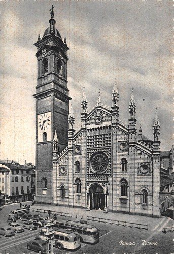 Cartolina Monza Duomo Auto d'epoca bus