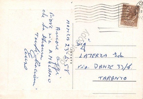 Cartolina Monza Piazza Carducci auto d'epoca 1958