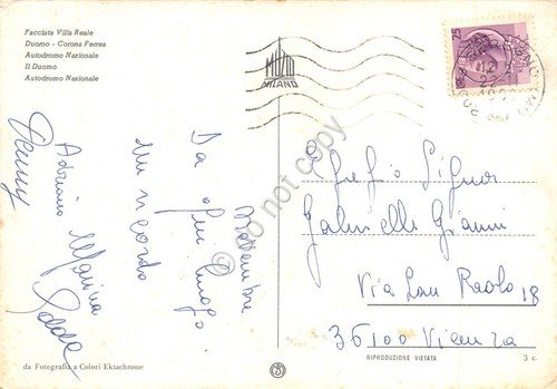 Cartolina Monza vedute gara moto autodromo (Milano)