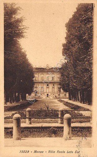 Cartolina Monza Villa Reale Lato Est 1936 grinza (Milano)