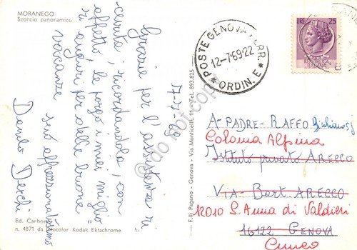 Cartolina Moranego panorama 1969