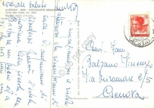 Cartolina Morgex Colle San Carlo Albergo Genzianella