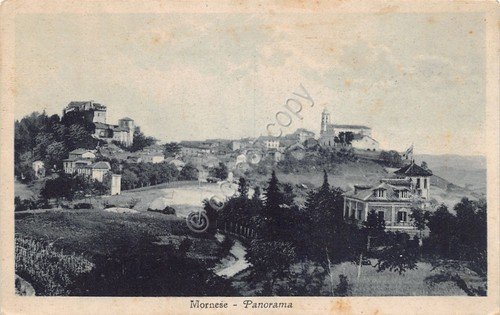 Cartolina Mornese panorama ingiallita