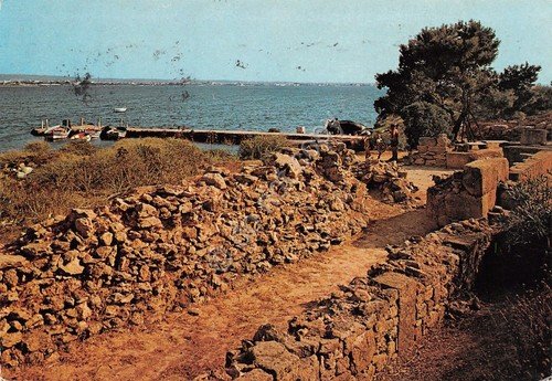 Cartolina Mothia Mozia Marsala Imbarcadero e mura di cinta 1983