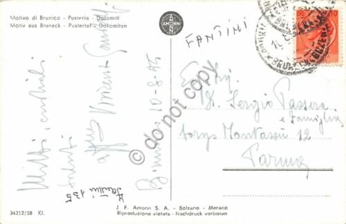 Cartolina Motivo di Brunico Pusteria panorama Chiesa 1945