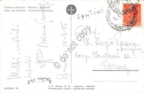 Cartolina Motivo di Brunico Pusteria panorama Chiesa 1945 | Immagine Gallery 2