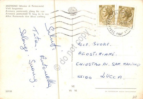 Cartolina Motrone viali lungomare Hotel Mistral edifici interni 1976