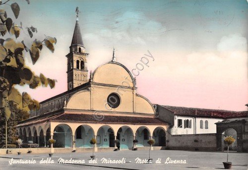 Cartolina Motta di Livenza Santuario Madonna dei Miracoli colorata 1965 | Immagine principale