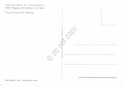 Cartolina Mugnano del Cardinale Santuario Santa Filomena V. M. Urna …