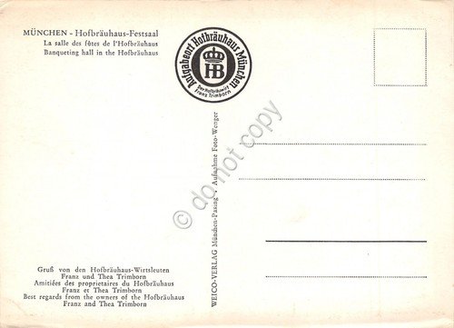 Cartolina Munchen Hofbrauhaus Festsaal | Immagine Gallery 2