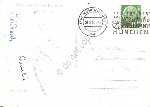 Cartolina Munchen Karlsplatz mit Justizpalast 1955