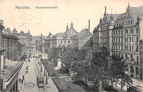 Cartolina Munchen Promenadenplatz 1907