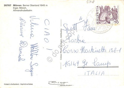 Cartolina Murren Eiger Monch Alimendhubelbahn | Immagine Gallery 2