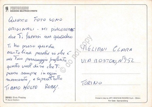 Cartolina Musica Elvis Presley