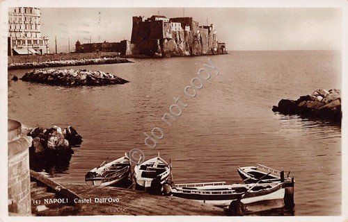 Cartolina Napoli Castel dell' Ovo barche 1937