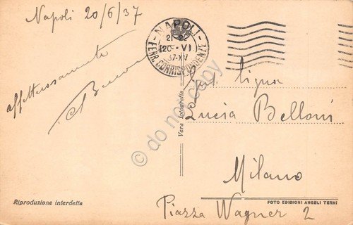 Cartolina Napoli Castel dell' Ovo barche 1937