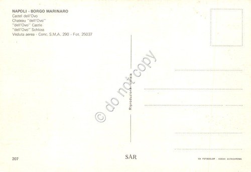 Cartolina Napoli Castel Dell'Ovo e panorama dal mare edizioni SAR
