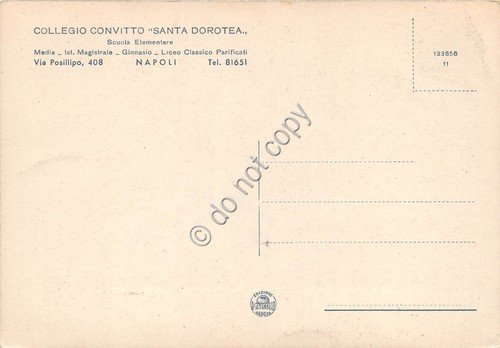 Cartolina Napoli Collegio Santa Dorotea Aula
