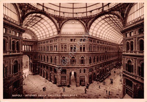 Cartolina Napoli Galleria Umberto Primo dall'alto 1949