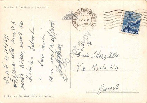 Cartolina Napoli Galleria Umberto Primo dall'alto 1949