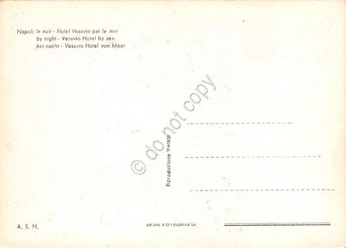 Cartolina Napoli Hotel Vesuvio dal mare notturno | Immagine Gallery 2