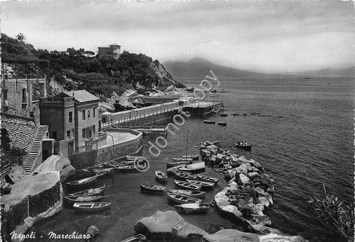Cartolina Napoli Marechiaro barche 1953