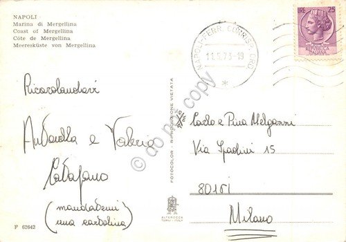 Cartolina Napoli Marina di Mergellina 1973
