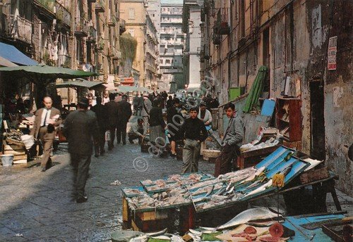 Cartolina Napoli mercato del pesce in strada vecchia animata edizioni … | Immagine principale