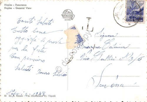 Cartolina Napoli Panorama 1948 segnatasse rotto Tassata