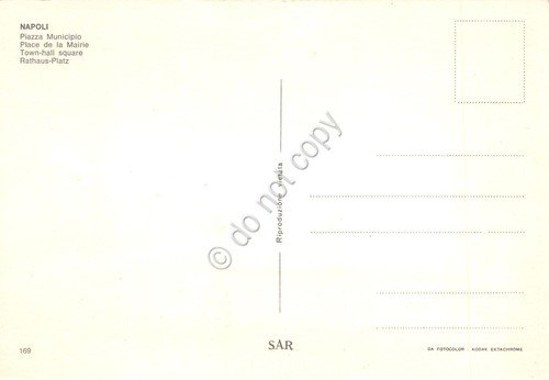 Cartolina Napoli Piazza Municipio Alitalia Hotel Mediterraneo Notte edizioni SAR | Immagine Gallery 2