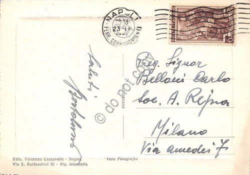 Cartolina Napoli Piazza Municipio Castel Sant' Elmo anni '50