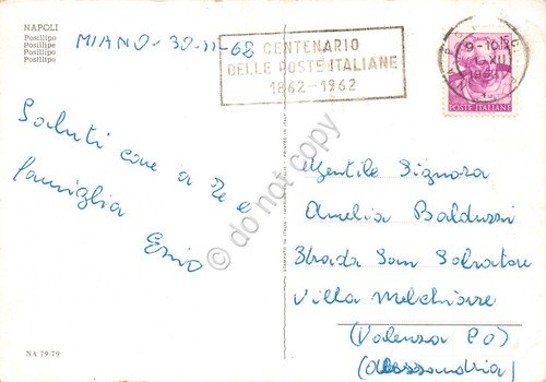 Cartolina Napoli Posillipo barche a vela Timbro targhetta centenario poste … | Immagine principale