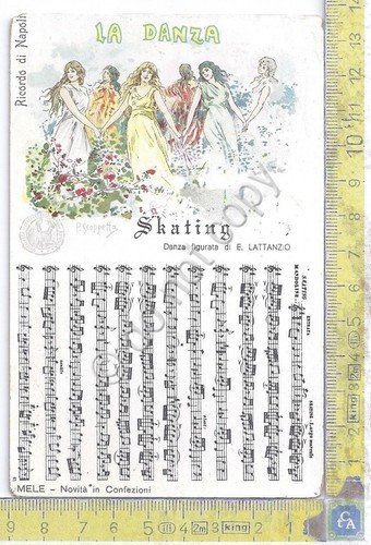 Cartolina Napoli Scoppetta Spartito Skating grandi magazzini Italiani anni '10