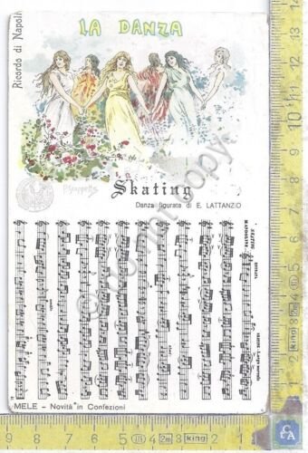 Cartolina Napoli Scoppetta Spartito Skating grandi magazzini Italiani anni '10