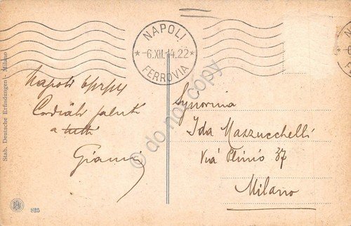 Cartolina Napoli Via Partenope e Castel dell' Ovo illustrata 1914 | Immagine Gallery 2