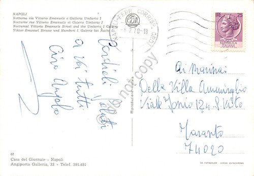 Cartolina Napoli Via V. Emanuele Galleria Umberto I Notturno 1970 …